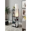 Stylish Floor Lamp with Particle Board Body, Black & White, 160 cm Height | Fabric Cap (21x21 cm) | On/Off Switch, CE Certified, E27 Socket