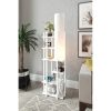 Elegant White Floor Lamp, 160 cm Height, Particle Board & MDF, Fabric Cap 21x21 cm, E27 Socket, On/Off Switch | Perfect for Modern Living Spaces