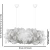 Elegant White Chandelier with Cotton Cap, 90 x 45 cm, Height 80 cm | CE Certified, E27 Socket, Max 40W | Perfect for Modern Home Décor