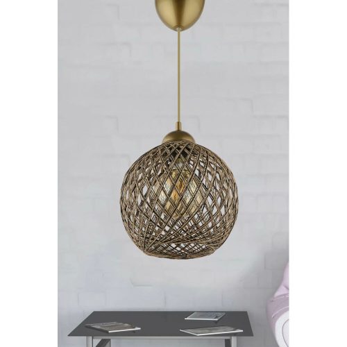 Glamorous Chandelier, Black & Gold, 22 cm Diameter x 54 cm Height | Plastic Body, Cotton Cap, E27 Socket, Max 40W | Perfect for Scandinavian & Country Decor