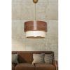 Modern Chandelier with Plastic Body, Brown & Cream, 30 cm Diameter, 65 cm Height | E27 Socket, Max 40W | Stylish Scandinavian & Country Design