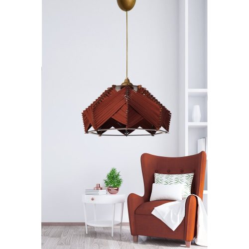Stylish Tile Red Chandelier, 20 cm Height x 35 cm Width, E27 Socket Max 40W, Durable Plastic Body, Cotton Cap, Adjustable Cable 60 cm | Perfect for Modern Decor