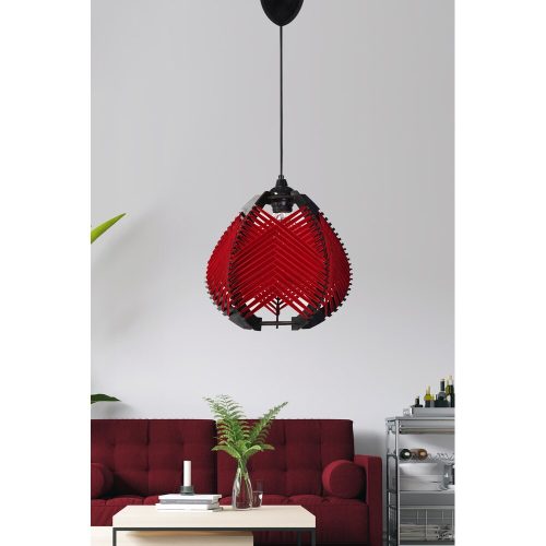 Stylish Red Chandelier, 30 cm Height x 25 cm Width, Plastic Body, E27 Socket (Max 40W), Adjustable Cable (70 cm) | Perfect for Modern Decor