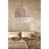 Elegant Bohemian Chandelier, Ecru Color, 30 cm Diameter, 80 cm Height | Plastic Body, Cotton Cap, E27 Socket, Max 40W | Perfect for Country-Style Decor