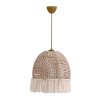 Elegant Bohemian Chandelier, Ecru Color, 30 cm Diameter, 80 cm Height | Plastic Body, Cotton Cap, E27 Socket, Max 40W | Perfect for Country-Style Decor