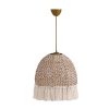 Elegant Bohemian Chandelier, Ecru Color, 30 cm Diameter, 80 cm Height | Plastic Body, Cotton Cap, E27 Socket, Max 40W | Perfect for Country-Style Decor