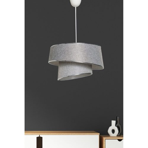 Elegant Grey & Silver Chandelier, 20 cm Height, 32 cm Width, E27 Max 40W | Stylish Plastic Body & Fabric Cap | Perfect for Modern Home Décor
