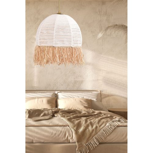 Elegant Bohemian Chandelier, White Plastic Body, 30 cm Diameter, 80 cm Height | E27 Socket, Max 40W | Perfect for Country & Modern Decor
