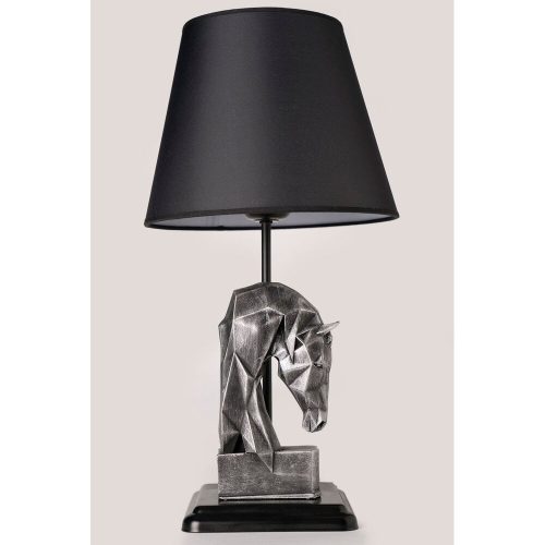 Modern Table Lamp with Metal Body & Fabric Cap, 24 cm Diameter, 50 cm Height | E27 Socket, Max 40W | Stylish Silver & Black Design for Home Decor