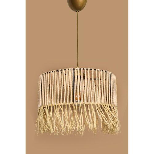 Elegant Macrame Chandelier, Natural Color, 30 cm Width x 13 cm Height, E27 Socket Max 40W, Stylish Plastic Body, Perfect for Modern Decor