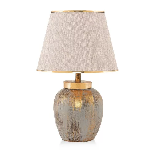 Opviq, 687HMY2119, Elegant metal table lamp with fabric cap, cream and gold, 18 cm width, 47 cm height, E27 socket max. 40 W | Perfect for modern interior design and lighting