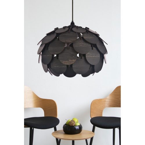 Elegant Black Chandelier, MDF Body, 27 cm Cap Length, 40 cm Diameter | Adjustable Cable, 67 cm Total Height | E27 Socket, Max 40W, Modern Lighting