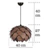 Elegant Brown Chandelier, MDF Body, 27 cm Cap Length, 40 cm Diameter, Adjustable Cable, 67 cm Total Height, E27 Socket, Max 40W | Stylish Lighting for Any Room