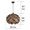 Elegant Brown Chandelier, MDF Body, 66 cm Height, Adjustable Cable, E27 Socket (Max 40W) | Stylish Lighting for Modern Homes & Offices