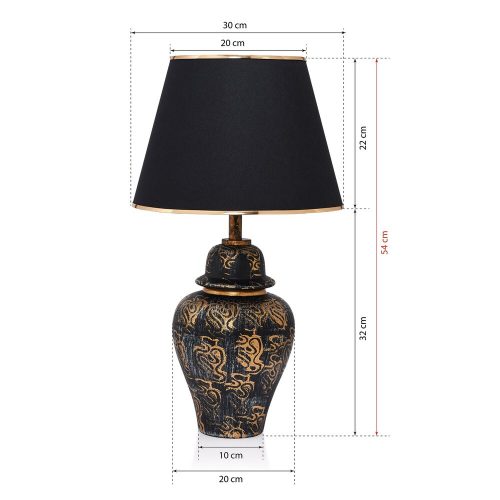 Opviq, 687HMY2113, Elegant metal table lamp, gold and black, 20 cm width, 54 cm height, E27 socket Max 40W | Stylish lighting for modern interior design and offices