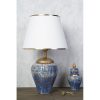 Stylish Table Lamp with Metal Body & Fabric Cap, 50 cm Height, 30 cm Width | E27 Socket, Max 40W | Elegant Blue & White Design for Modern Spaces