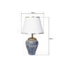 Stylish Table Lamp with Metal Body & Fabric Cap, 50 cm Height, 30 cm Width | E27 Socket, Max 40W | Elegant Blue & White Design for Modern Spaces