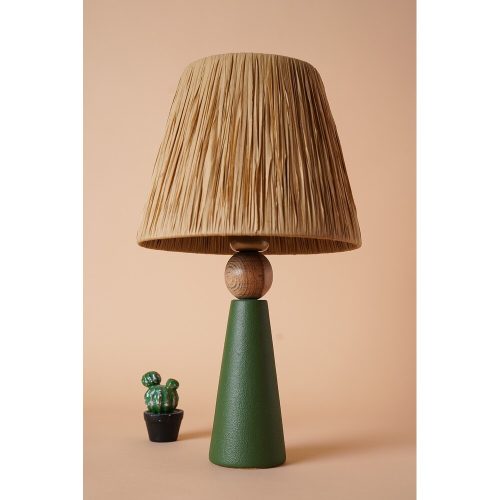 Elegant Ceramic Table Lamp, Green & Brown, 24 cm Width x 46 cm Height | E27 Socket, Max 40W | Stylish Lighting for Home & Office Decor