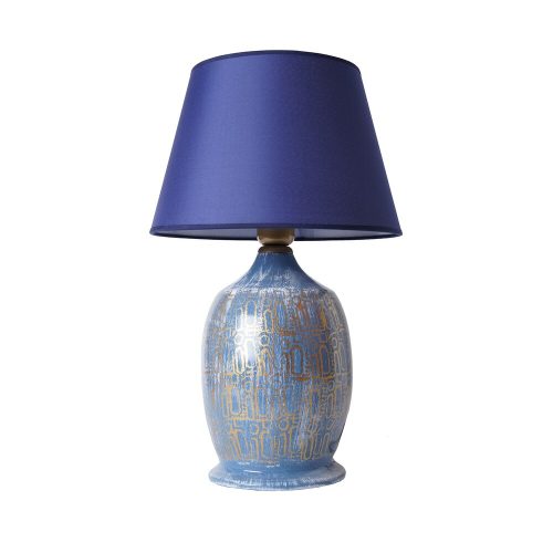 Opviq, 687HMY2239, Elegant Ceramic Table Lamp, Blue and Gold, 30 cm W x 55 cm H | E27 socket, max 40W | Stylish lighting for interior design and modern spaces