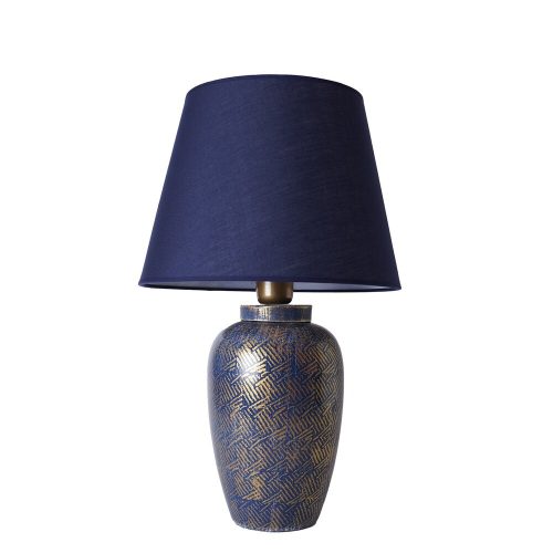 Opviq, 687HMY2281, Elegant Ceramic Table Lamp, Blue and Gold, 32 cm W x 53 cm H | E27 socket, max 40W | Stylish lighting for home and office decoration