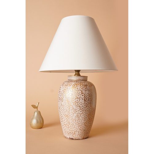 Elegant Ceramic Table Lamp, White & Gold, 35 cm Width x 53 cm Height | E27 Socket, Max 40W | Stylish Lighting for Modern Home Decor