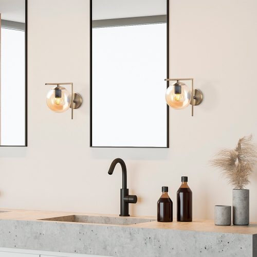 Opviq, 211LMP1122, Modern wall lamp with metal body and glass cap, antique finish, 15 x 28 x 23 cm | max 40W, double insulation, IP20 | Perfect for Glam and Scandinavian decor