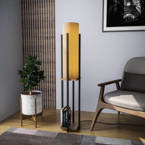 Elegant Floor Lamp with Metal Body, Black & Gold, 130 cm Height | E27 Socket, 40W Max, 200 cm Cable | Stylish Lighting for Modern Home Decor