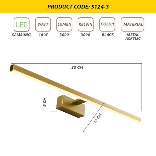 Opviq, 414LRC1661, Modern wall lamp with metal housing, antique design, 80 cm x 5 cm x 13 cm | 1 x 16W LED, 3000K, 1600Lm | Stylish lighting for home, hotel and Scandinavian decor