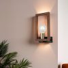 Stylish Wall Lamp with Metal Body & Wooden Cap, 30 cm Height | Base Plate: 6 x 16 x 2 cm | E27 Socket, Max 40W | Antiquation & Black Finish, IP20