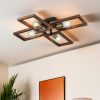 Elegant Metal Chandelier with Wooden Cap, Antiquation & Black Finish, 12 cm Height, 4 x E27 Sockets (Max 40W) | Stylish Lighting for Modern Spaces