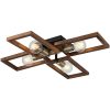 Elegant Metal Chandelier with Wooden Cap, Antiquation & Black Finish, 12 cm Height, 4 x E27 Sockets (Max 40W) | Stylish Lighting for Modern Spaces