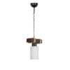 Industrial Rustic Chandelier, Wooden Body with Glass Cap, 18 cm Diameter, 70 cm Height, Adjustable, E27 Socket, White Finish | Perfect for Country & Southwestern Decor