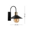Modern Wall Lamp, Black Metal Body, 15 cm Diameter, 27 cm Height | E27 Socket, Max 40W, IP20 | Stylish Scandinavian Design for Home & Office