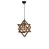 Rustic Wooden Chandelier, 43 cm Diameter, 80 cm Height | Adjustable, Metal Frame, Glass Cap | E27 Socket, Max 40W, Brown | Perfect for Southwestern & Country Decor
