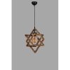 Rustic Wooden Chandelier, 43 cm Diameter, 80 cm Height | Adjustable, Metal Frame, Glass Cap | E27 Socket, Max 40W, Brown | Perfect for Southwestern & Country Decor