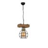 Industrial Rustic Chandelier, Wooden Body, Vintage Finish, 14 cm Diameter, 70 cm Height, Adjustable, E27 Socket, Max 40W, Perfect for Country Homes
