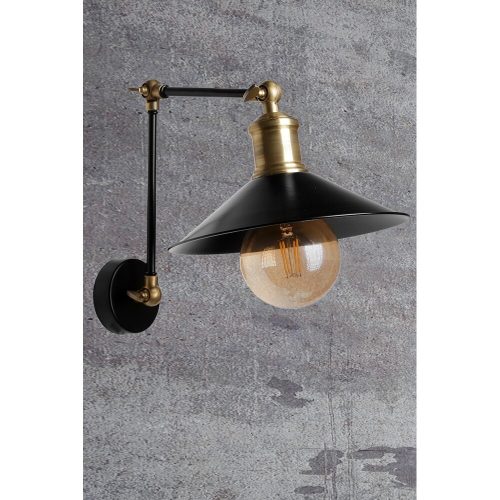 Modern Wall Lamp, Black Metal Body, 23 cm Diameter, 30 cm Height | E27 Socket, Max 40W, IP20 | Stylish Scandinavian Design for Home & Office