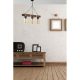Industrial Rustic Chandelier, Wooden Body with Glass Cap, 70 cm Height, 18 cm Diameter, Adjustable, Yellow Finish | E27 Socket, Max 40W, 220-240V