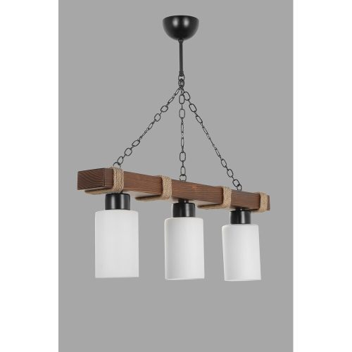 Industrial Rustic Chandelier, White Wooden Body, 70 cm Height, 18 cm Diameter, Adjustable, E27 Socket, Max 40W, Perfect for Country & Southwestern Decor