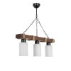 Industrial Rustic Chandelier, White Wooden Body, 70 cm Height, 18 cm Diameter, Adjustable, E27 Socket, Max 40W, Perfect for Country & Southwestern Decor