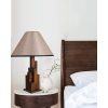 Elegant Country Style Table Lamp, Wooden Body, Walnut Finish, 57 cm Height, 28 cm Fabric Cap, E27 Socket, On/Off Switch | Perfect for Cozy Home Decor