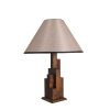 Elegant Country Style Table Lamp, Wooden Body, Walnut Finish, 57 cm Height, 28 cm Fabric Cap, E27 Socket, On/Off Switch | Perfect for Cozy Home Decor