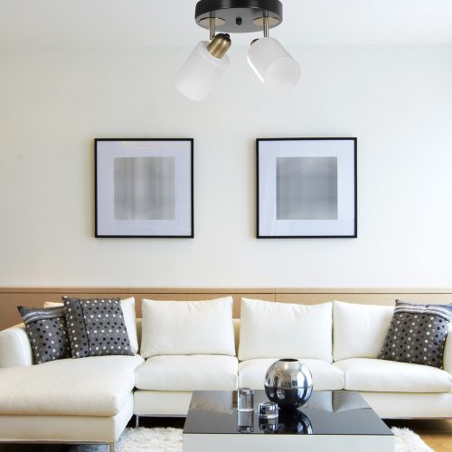 Modern Chandelier with Metal Body & Glass Cap, 20 cm Diameter, 36 cm Length | Black & White, E27 Socket, Max 40W | Elegant Scandinavian Design for Hotels & Homes