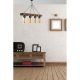 Industrial Rustic Chandelier, Wooden Body with Glass Cap, 85 cm Length, 70 cm Height, Adjustable, Yellow Finish, E27 Socket, Max 40W, Perfect for Country & Southwestern Decor