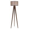 Industrial Scandinavian Floor Lamp, Walnut Wood Body, 153 cm Height, 45 cm Fabric Cap | E27 Socket, On/Off Switch, Stylish & Functional Lighting