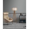 Scandinavian Floor Lamp, Wooden Body, 153 cm Height, 45 cm Fabric Cap, E27 Socket, Max 40W, Brown Color, Stylish & Functional Lighting for Home Decor