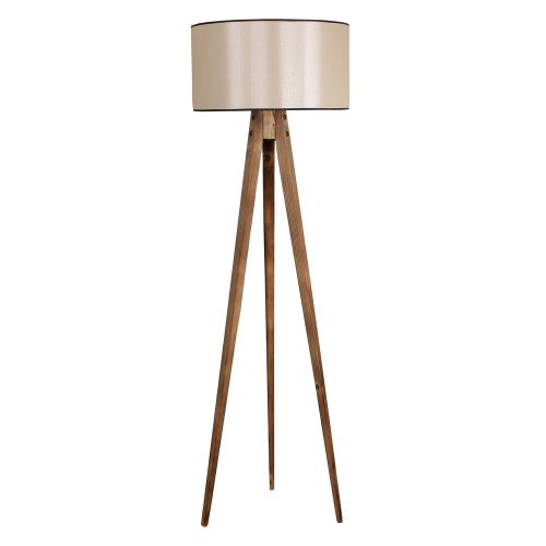 Opviq, 534LUN2194, Scandinavian floor lamp, wooden body, 153 cm high, 45 cm fabric cap, E27 socket, max 40 W, brown color, stylish and functional lighting for home decoration
