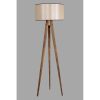 Scandinavian Floor Lamp, Wooden Body, 153 cm Height, 45 cm Fabric Cap, E27 Socket, Max 40W, Brown Color, Stylish & Functional Lighting for Home Decor