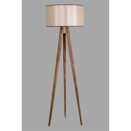Opviq, 534LUN2194, Scandinavian floor lamp, wooden body, 153 cm high, 45 cm fabric cap, E27 socket, max 40 W, brown color, stylish and functional lighting for home decoration