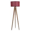 Elegant Wooden Floor Lamp with Fabric Cap, 153 cm Height, Brown & Claret Red | E27 Socket, Max 40W | Stylish Lighting for Home & Office Spaces